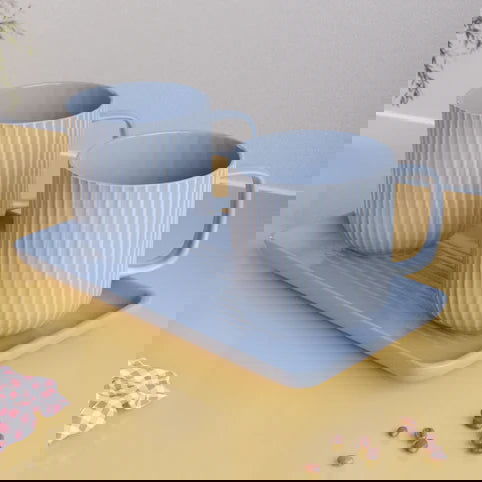 Double Blue Fringe: Mugs and Tray Combo - The Earth Store - Combo